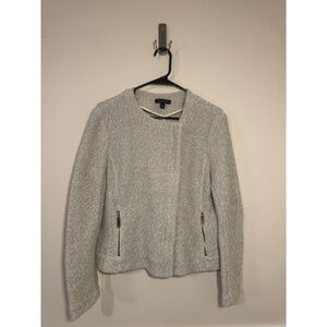 Women's Ann Taylor Blazer Jacket L White Black Tweed